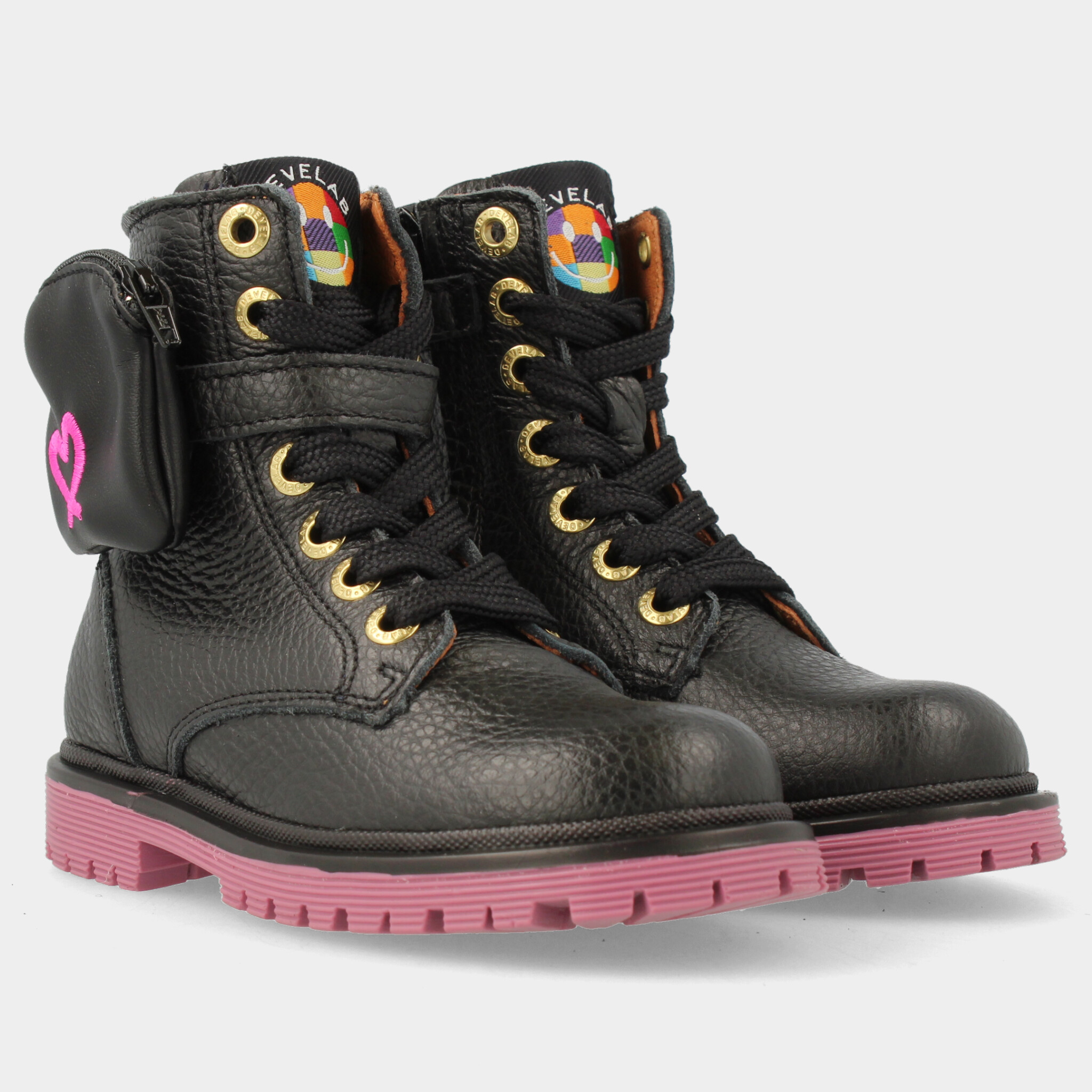 Zwarte boots met roze zool | 42816