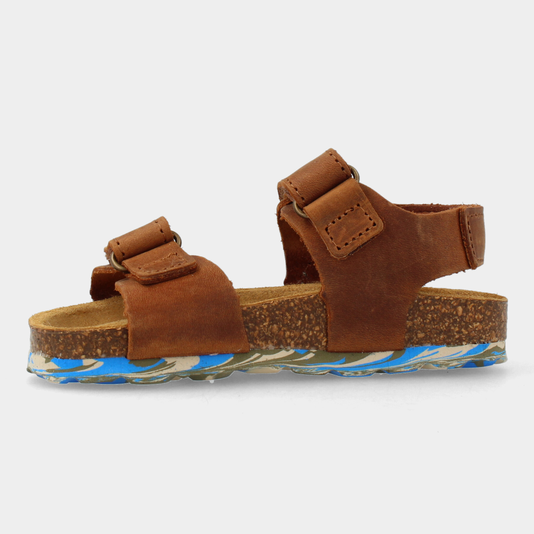 Cognac sandalen met blauwe zool | 48213