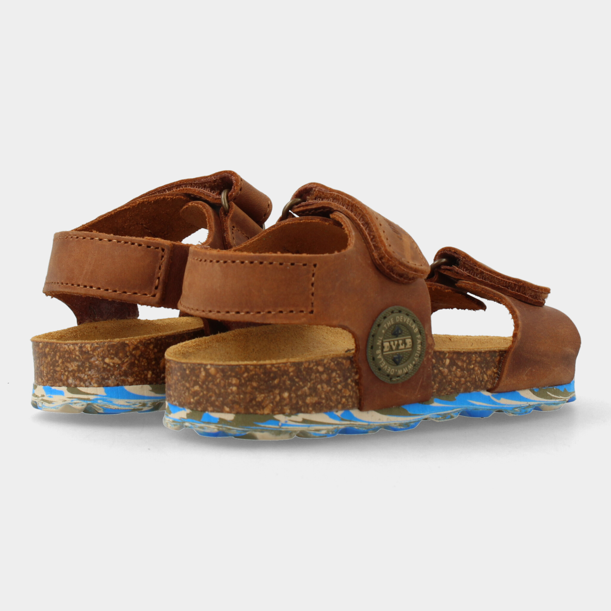 Cognac sandalen met blauwe zool | 48213