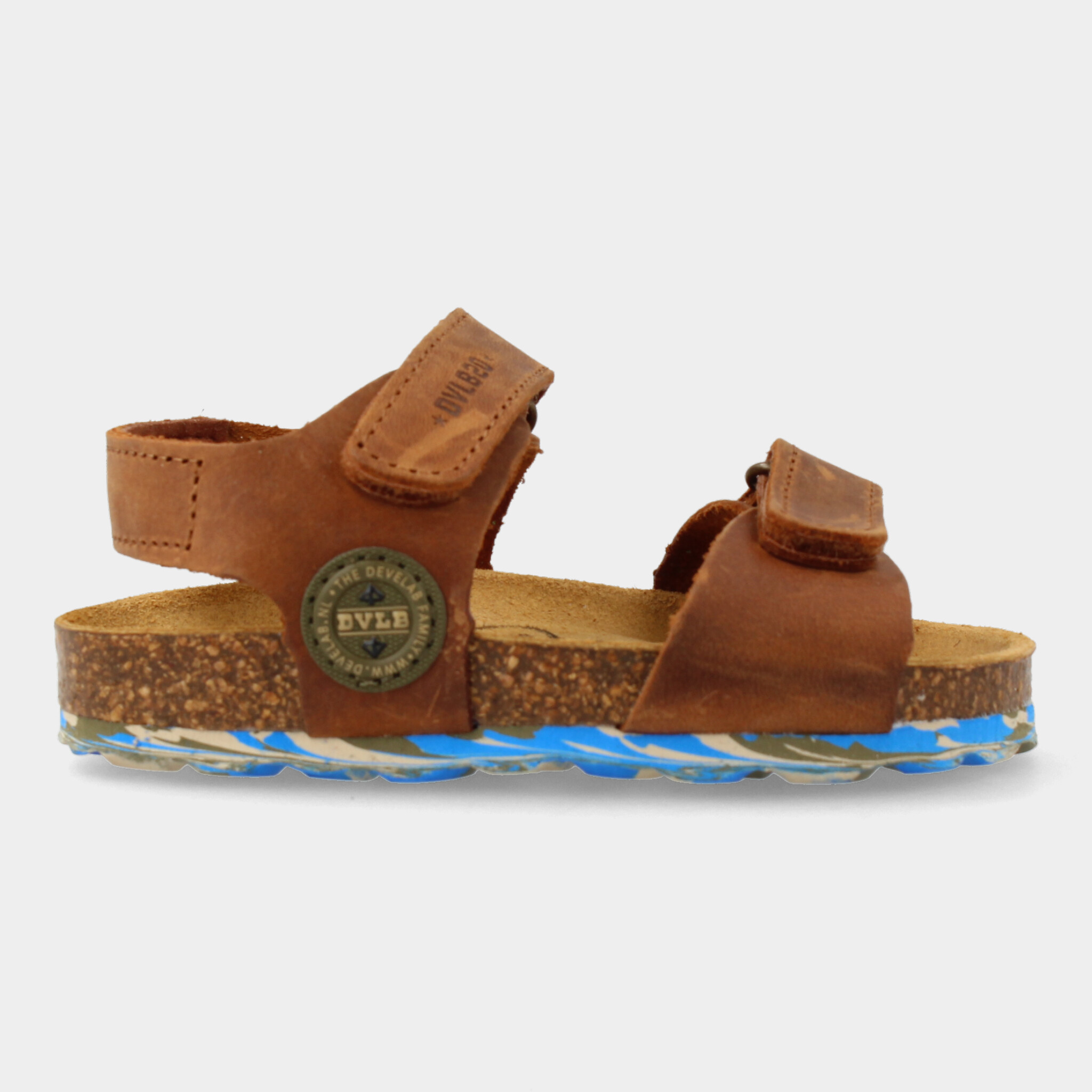 Cognac sandalen met blauwe zool | 48213